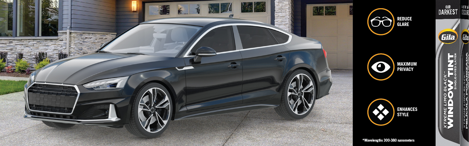 Gila® XTREME LIMO BLACK™ Window Tint on black sedan 